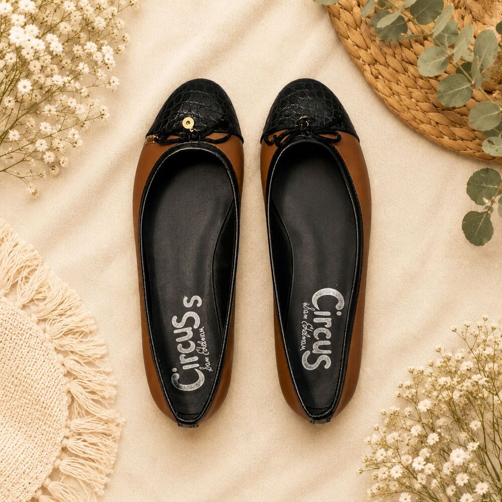 Circus by Sam Edelman Ballet Flats Women’s 8.5 Brown Black Cap Toe Bow Slip On